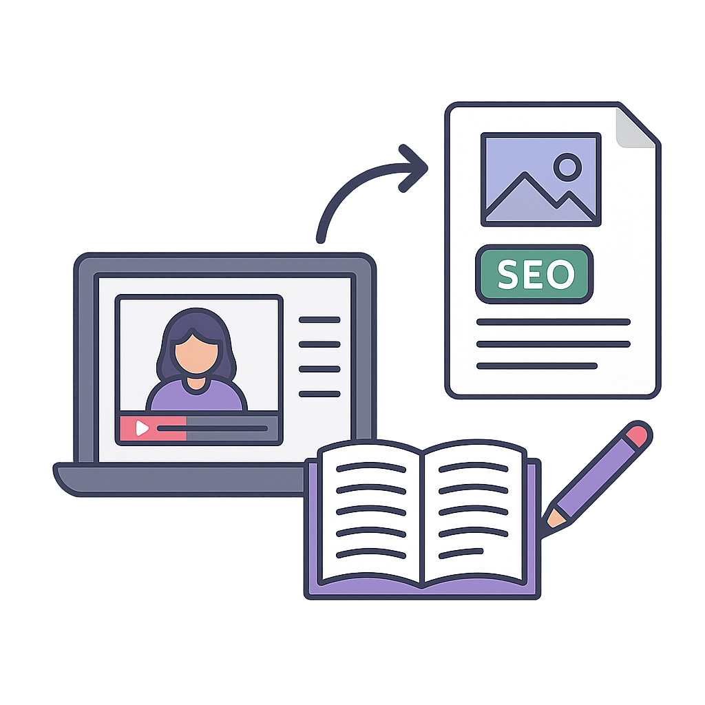 An educator or course creator turning a video into a blog post.