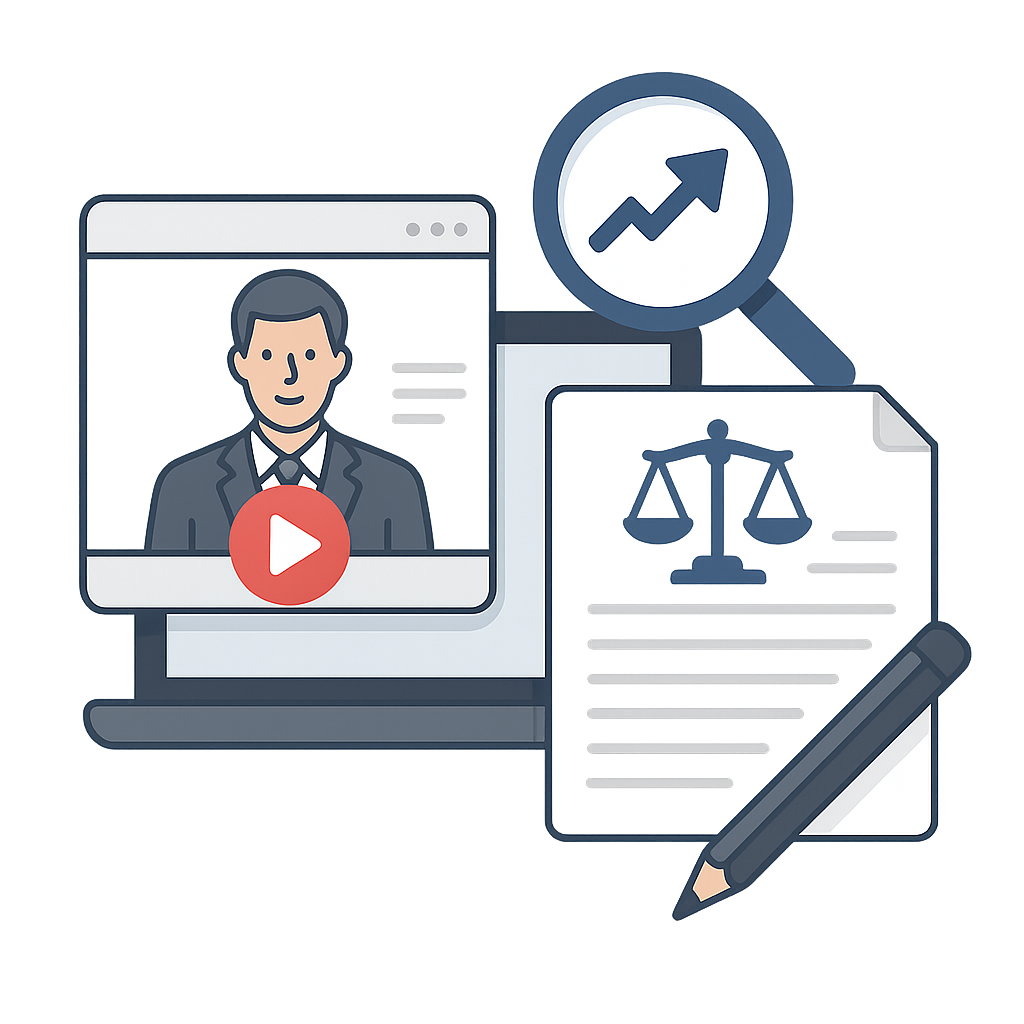 A lawyer turning a video explaining a law concept into a blog post.