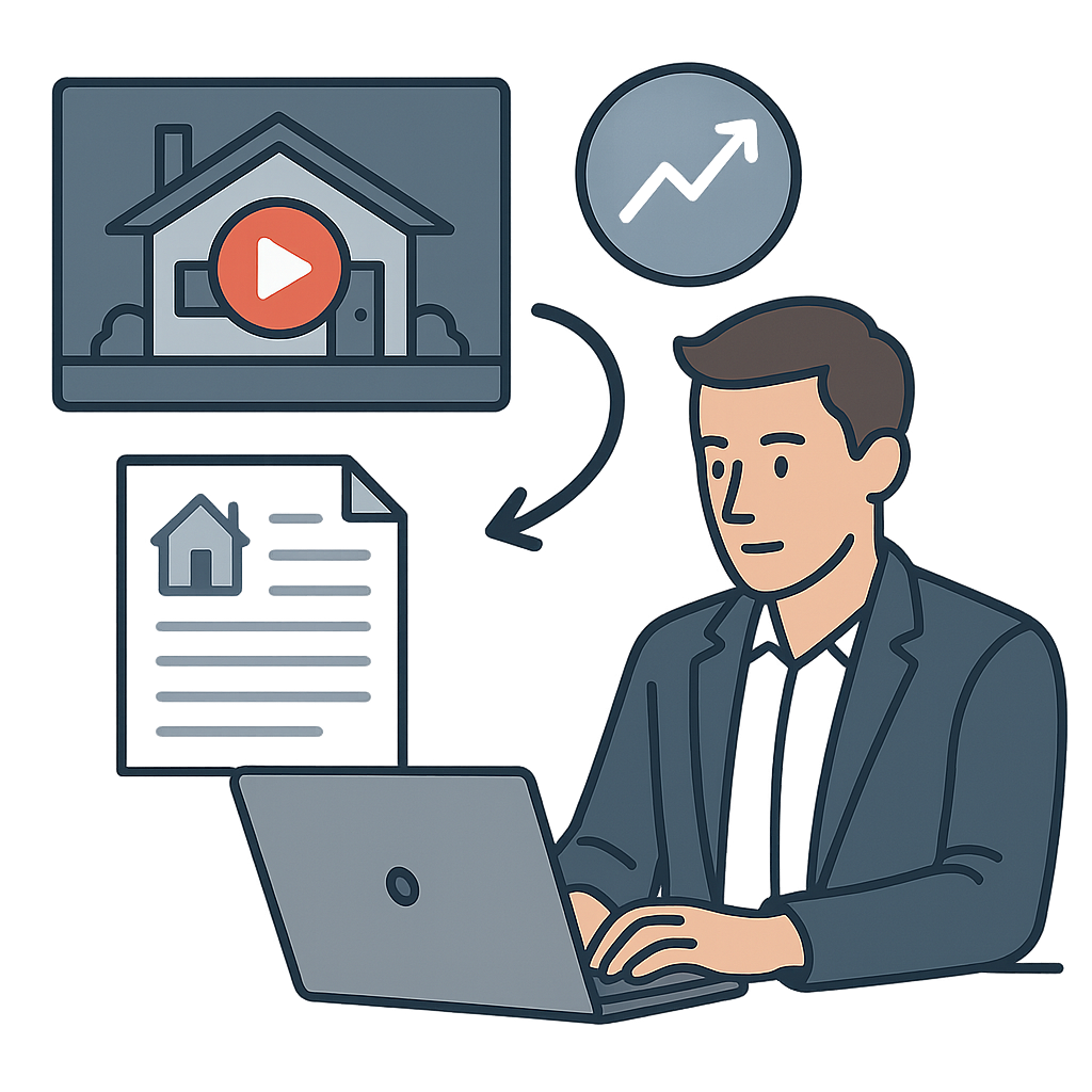 A realtor turning a home listing tour video into a blog post.