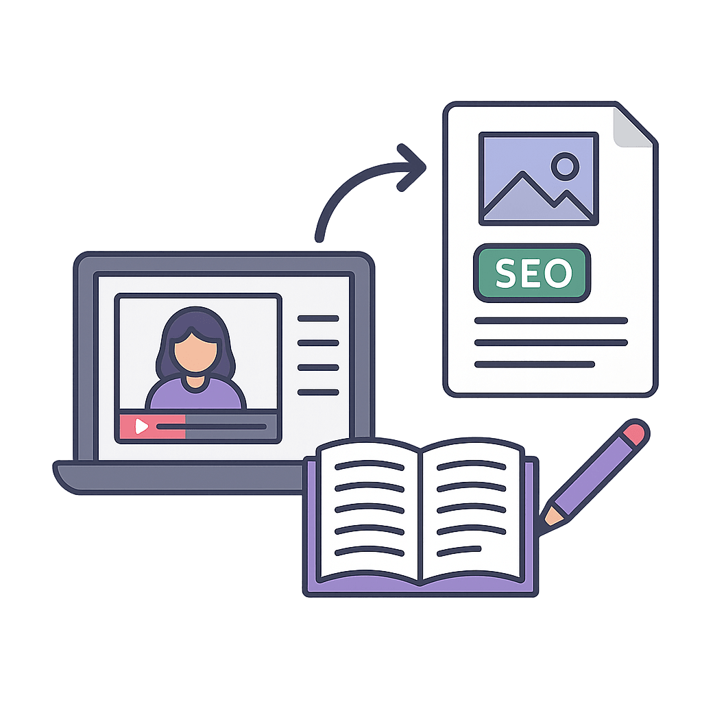 An educator or course creator turning a video into a blog post.