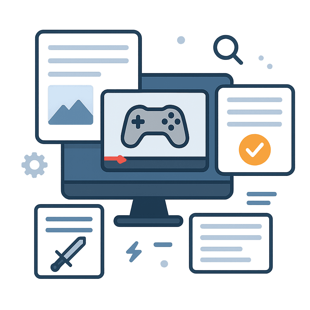 A professional video gamer turning a gaming live stream video into a blog post.