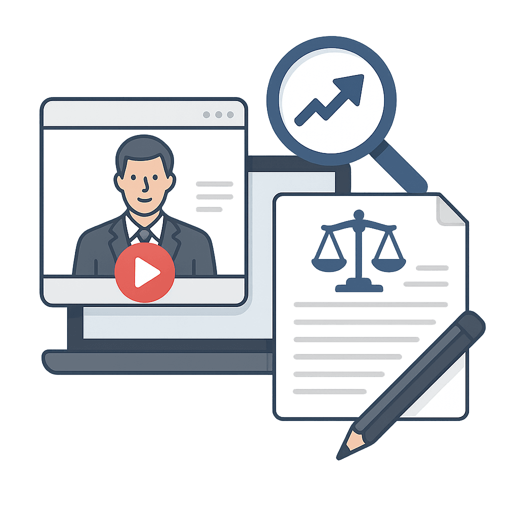 A lawyer turning a video explaining a law concept into a blog post.