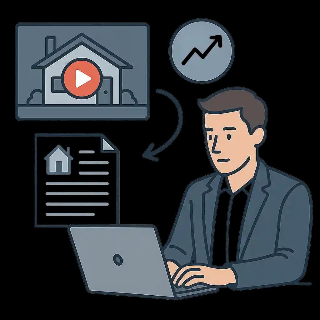 A realtor turning a home listing tour video into a blog post.