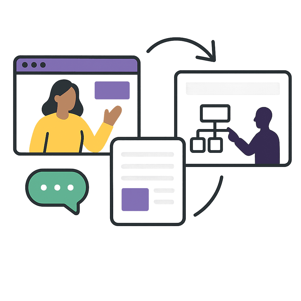 Coach or consultant converting an expertise video into blog post or email newsletter