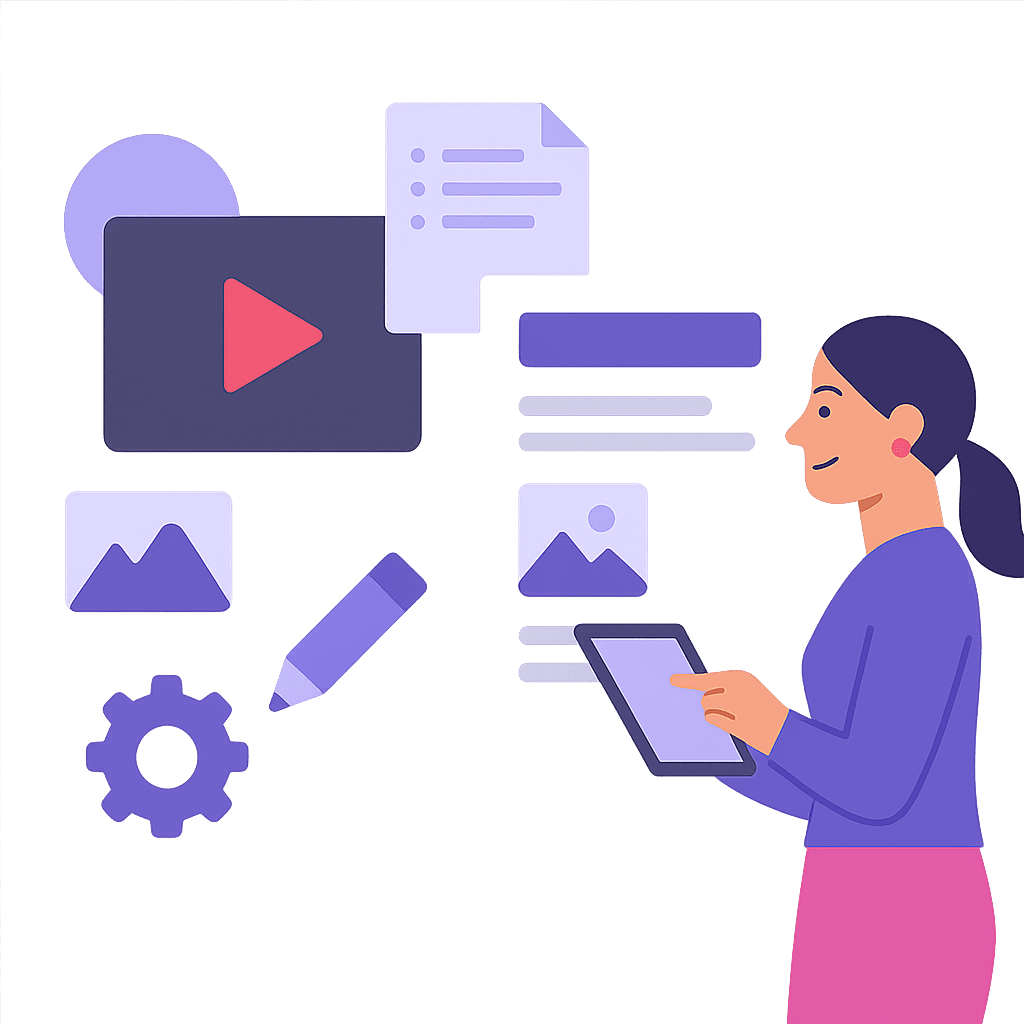 Coach or consultant converting an expertise video into blog post or email newsletter