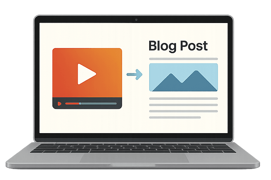 YouTube video being converted into a blog post article