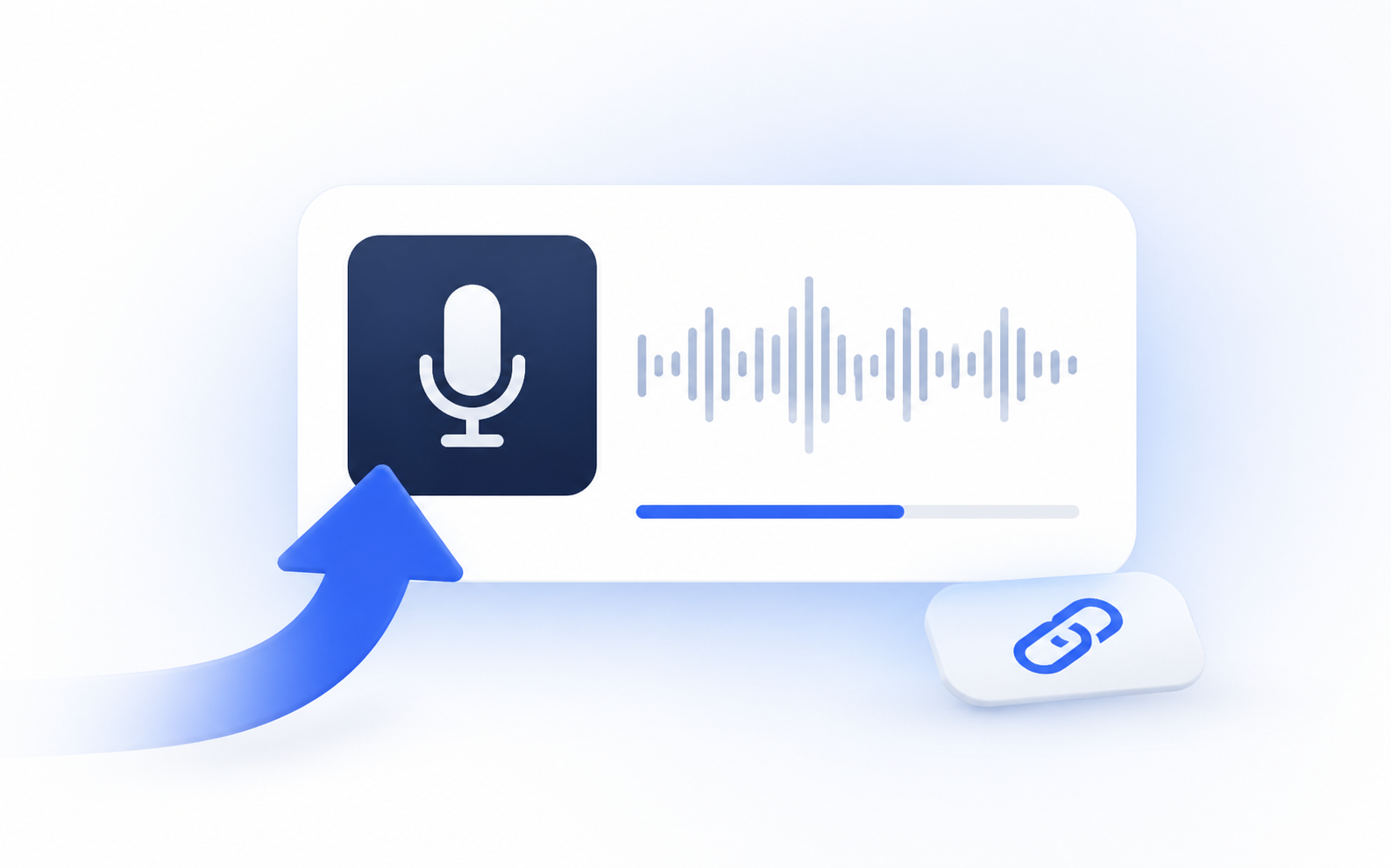 Simple illustration of uploading a podcast episode into the app.