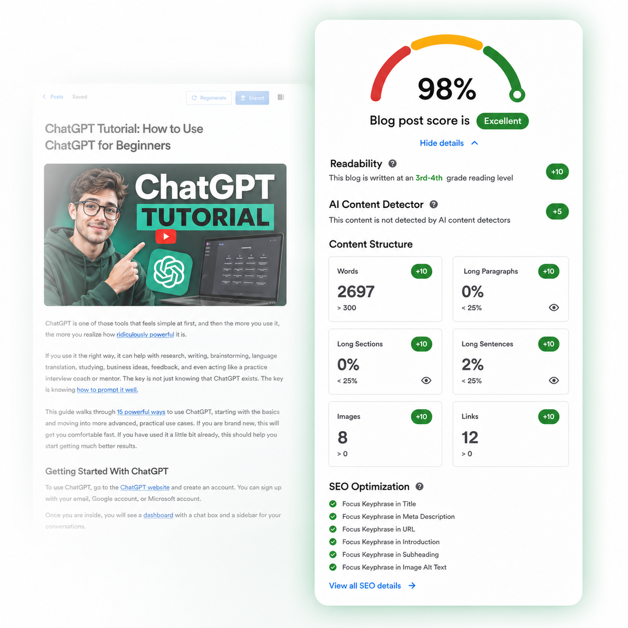 Professional quality writing preview