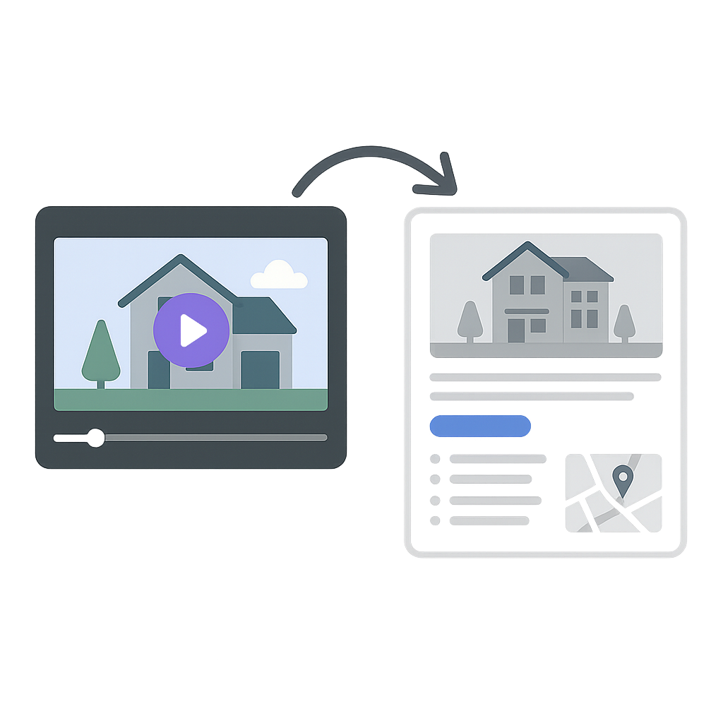 Realtor converting listing video into blog post or email newsletter