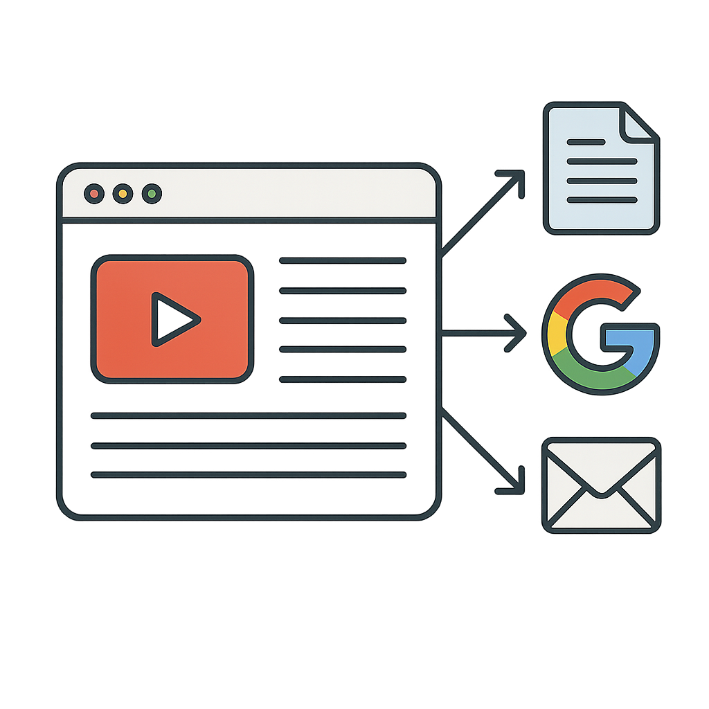 YouTube creator converting a video into a blog posts or email newsletter.