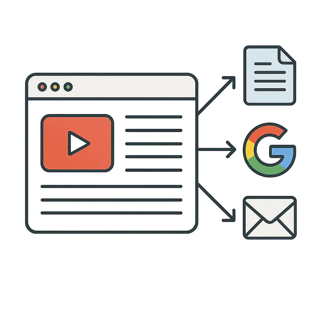 YouTube creator converting a video into a blog post or email newsletter.